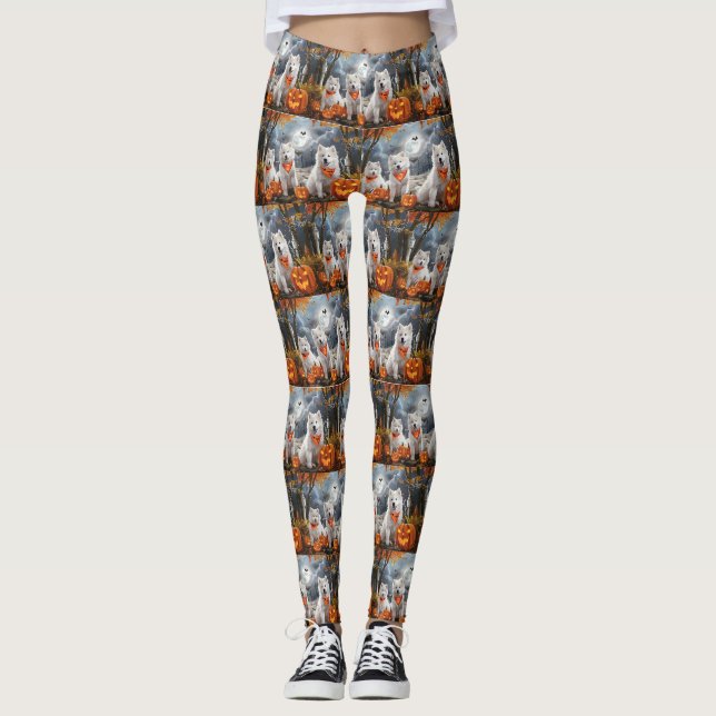Samojed Halloween Kuslig Leggings (Framsida)