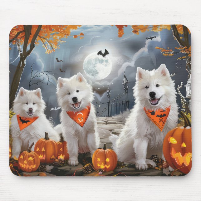 Samojed Halloween Kuslig Musmatta (Framsidan)