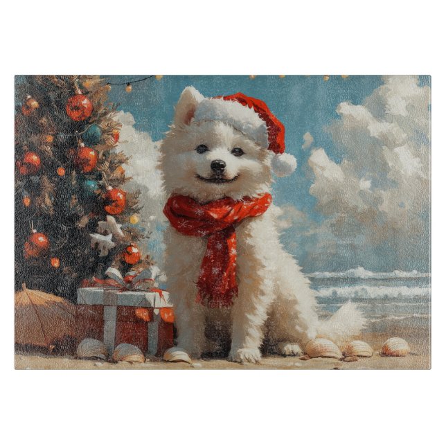Samojed Hund Jul Vintage Strand (Framsidan)