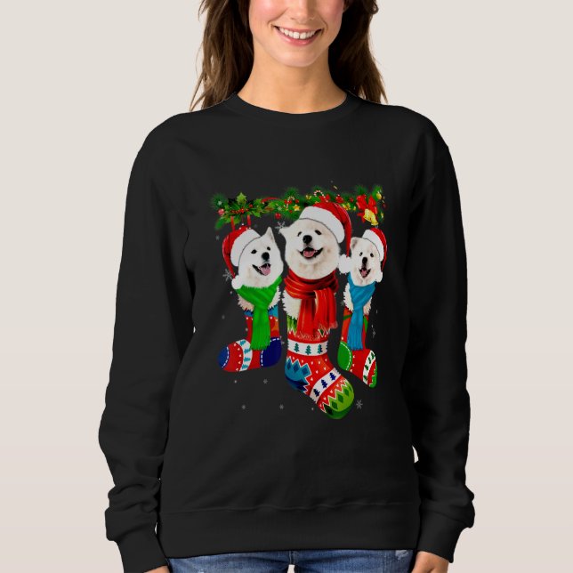 Samojed i julstrumpor Sväa T Shirt (Framsida)