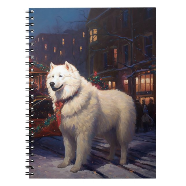 Samojed Julfirande Säsong Anteckningsbok (Framsidan)