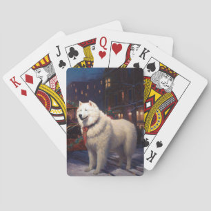 Samojed Julfirande Säsong Casinokort