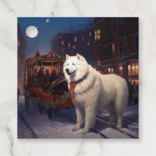Samojed Julfirande Säsong Gåvor Etiketter