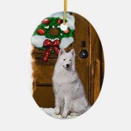 Samojed julklappar prydnad julgransprydnad keramik