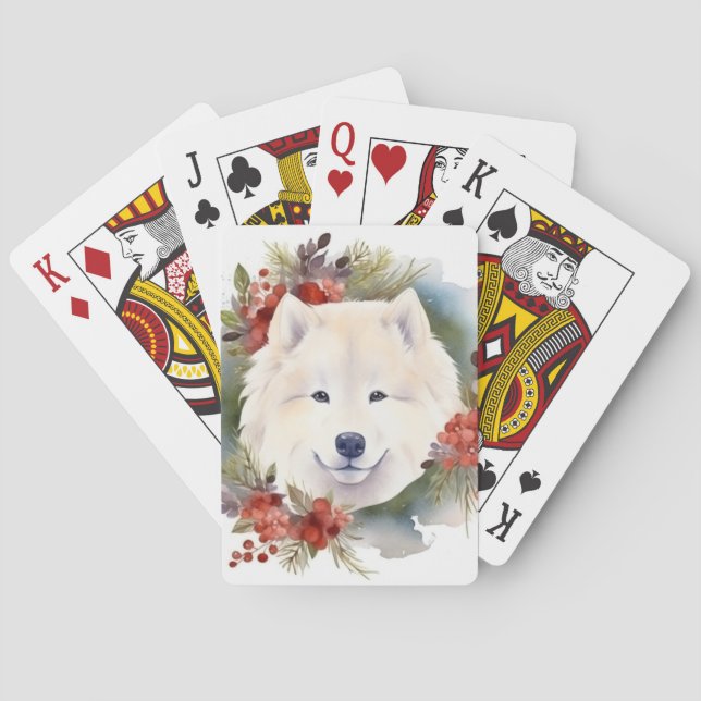 Samojed julkrans Festlig Valp Casinokort (Baksidan)