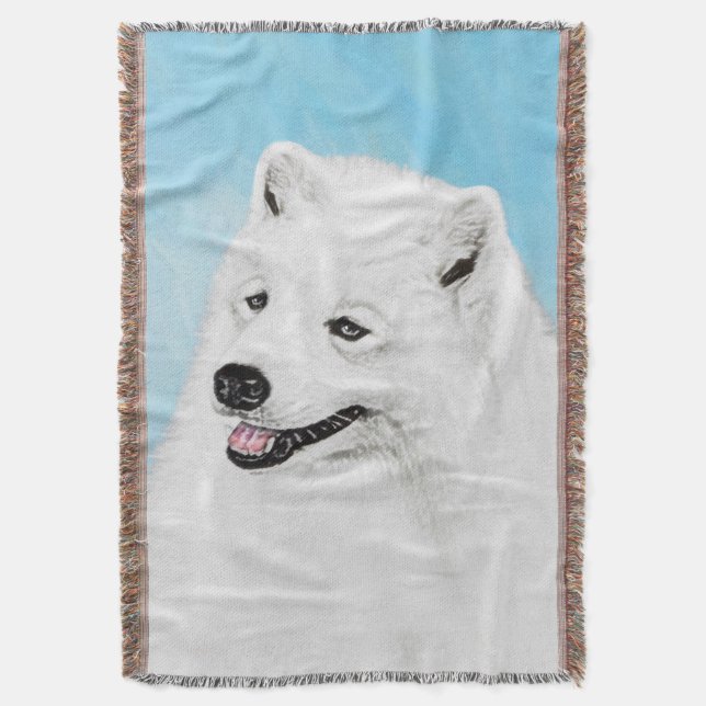 Samojed-målning - Söt Original Hundkonst Filt (Framsidan Vertikal)