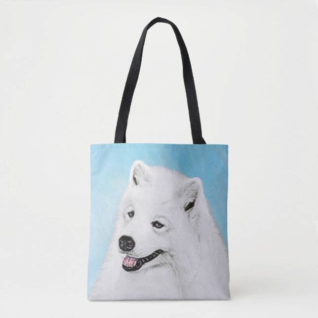 Samojed-målning - Söt Original Hundkonst Tygkasse (Framsida)