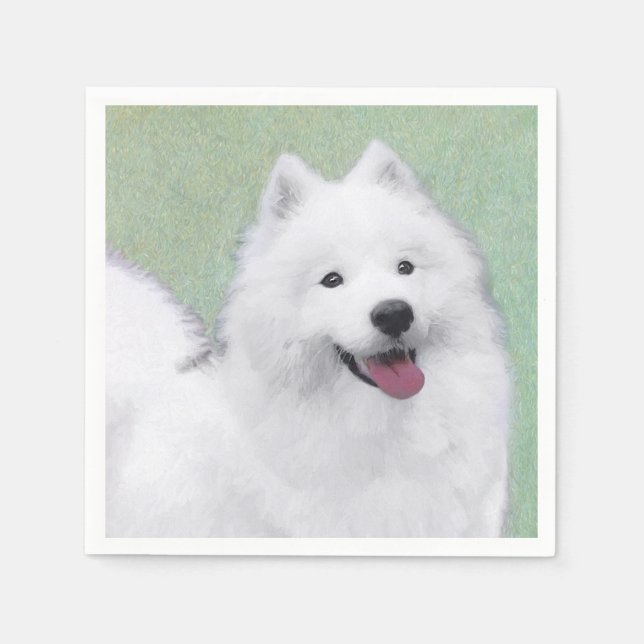 Samojed-målning - Söt originell hundkonst Pappersservett (Framsidan)