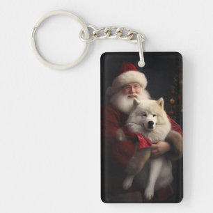 Samojed med tomte festlig jul