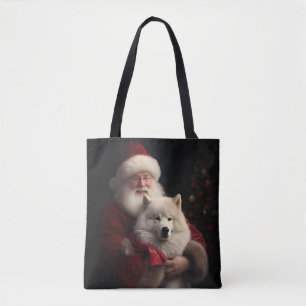 Samojed med Tomte Glädjande Jul Tygkasse