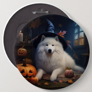 Samojed Pumpor Halloween Skräckinjagande Knapp