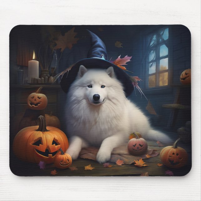 Samojed Pumpor Halloween Skräckinjagande Musmatta (Framsidan)