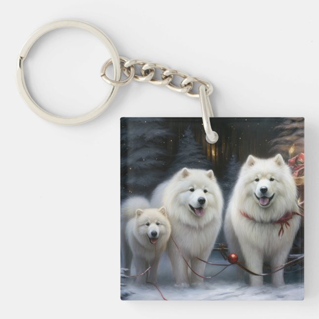 Samojed Snöig Släd Jul Dekoration (Framsidan)