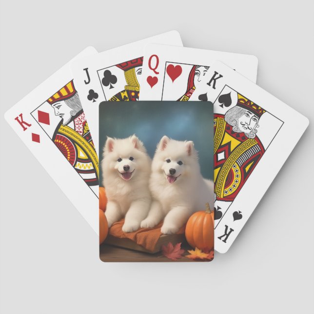 Samojed Valp Höstglädje Pumpa Casinokort (Baksidan)
