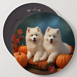 Samojed Valp Höstglädje Pumpa Knapp
