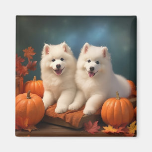 Samojed-valp Höstglädje Pumpa Magnet