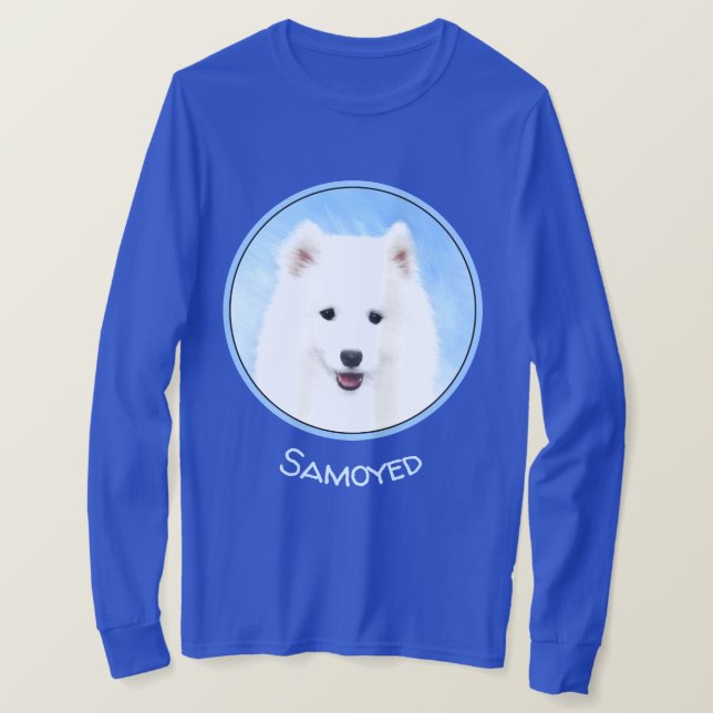 Samojed Valpmålning - Söt Original Hundkonst T Shirt (Design framsida)