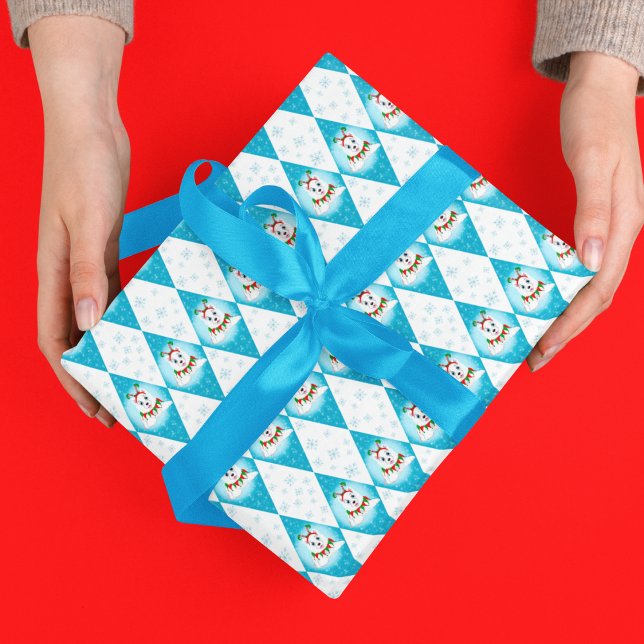 Samojed Vinterledighet Diamantmönster Presentpapper (Adorable dog Christmas wrapping paper!)