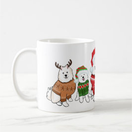 Samojeder i jultröjor kaffemugg