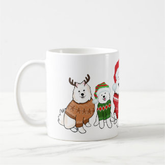 Samojeder i jultröjor kaffemugg