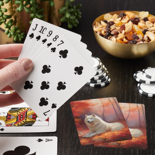 Samojedhund i höstlöv Fall Inspire Casinokort (På plats)