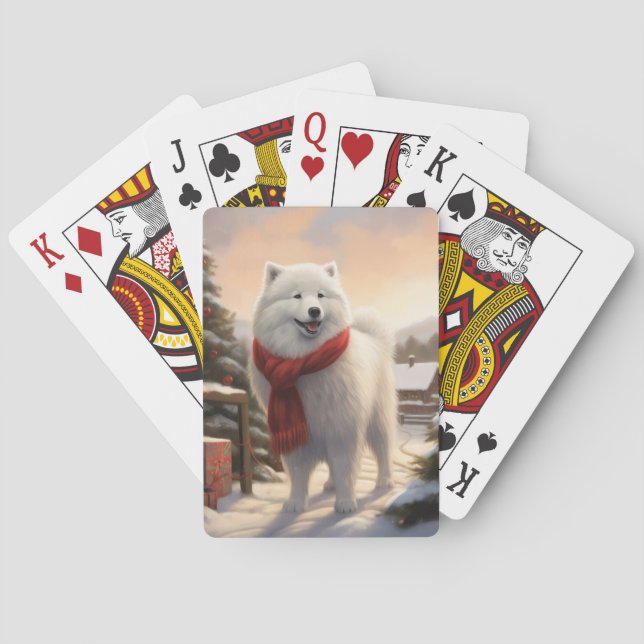 Samojedhund i snö jul  casinokort (Baksidan)