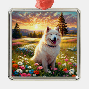 Samojedhund julgransprydnad metall