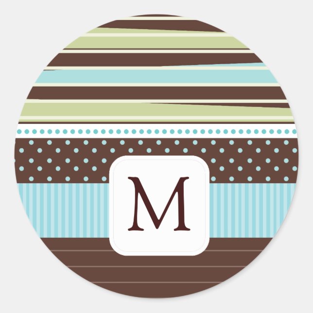 Samordna monogramkuvertförseglingar runt klistermärke (Framsida)