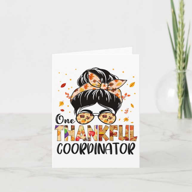 Samordnare Ett tacksamt Messy Bun Thanksgiving Fa Kort (Framsida)