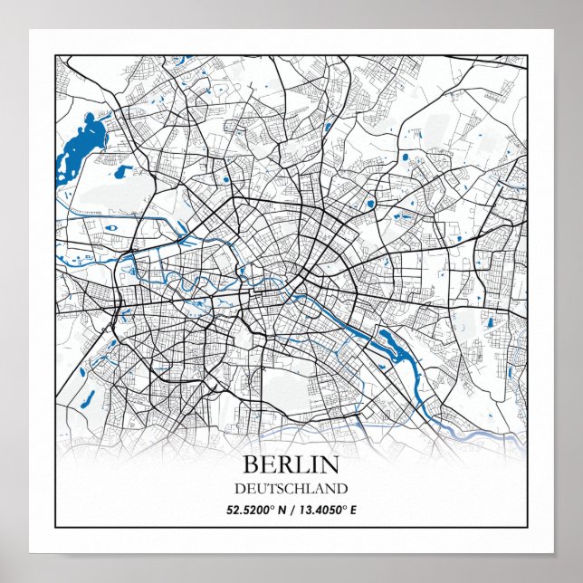 Samordnare för Berlin Deutschland Tyskland City Ka Poster (Framsidan)