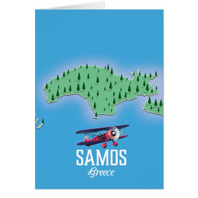 Samos grekisk ö karta hälsningskort (Framsidan)