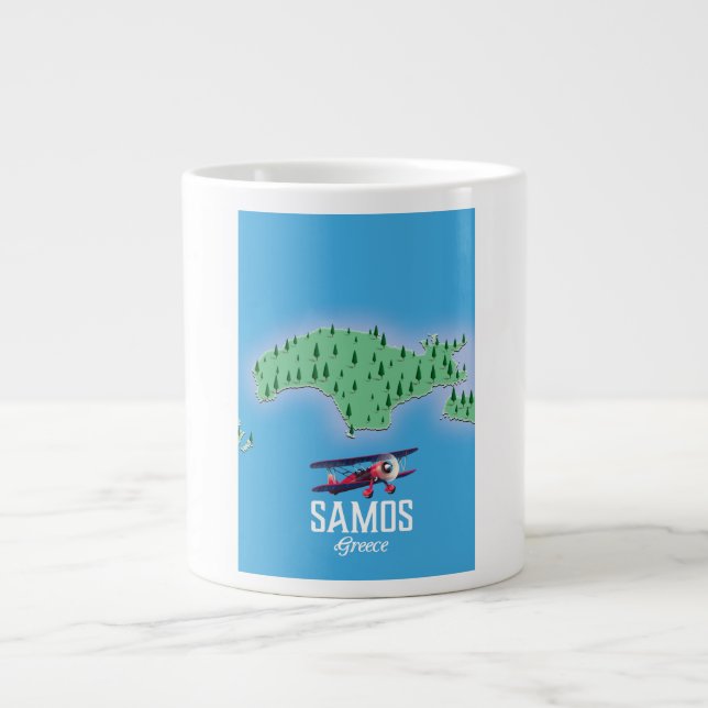 Samos grekisk ö karta jumbo mugg (Framsidan)