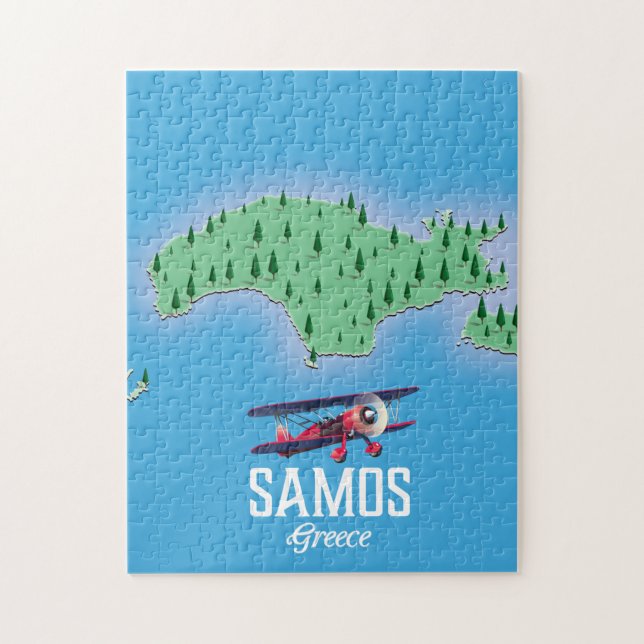 Samos grekisk ö karta pussel (Vertikal)