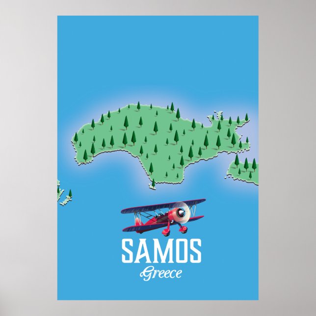 Samos grekiska ö karta poster (Framsidan)