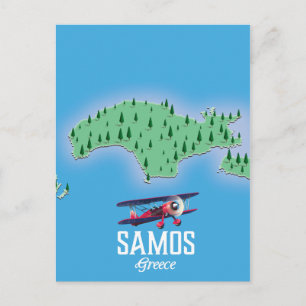 Samos grekiska ö karta vykort