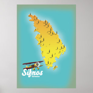 Samos Grekiska ön karta Poster