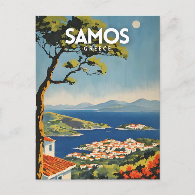 Samos Travel Poster Vykort (Framsida)