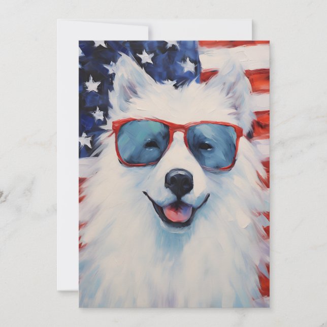 Samoyed 4 juli Independence day Julkort (Framsida)