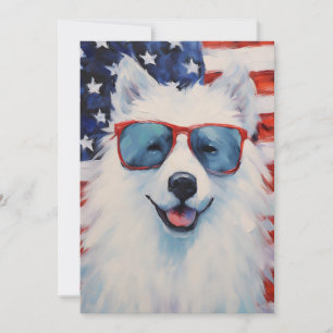 Samoyed 4 juli Independence day Julkort