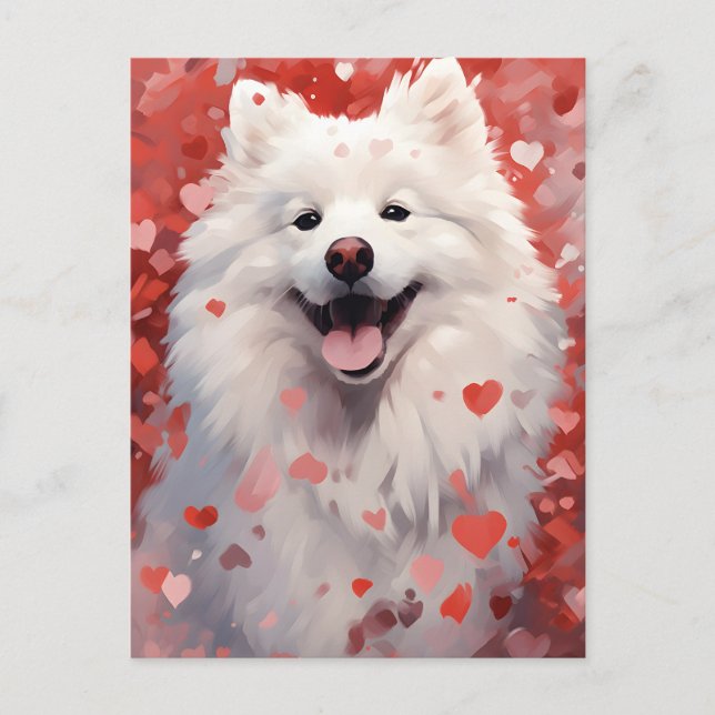 Samoyed Alla hjärtans dag Vykort (Framsida)
