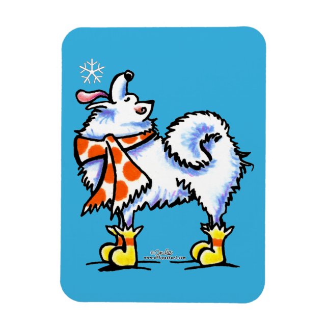 Samoyed American Eskimo Hund Snowflake Magnet (Vertikal)