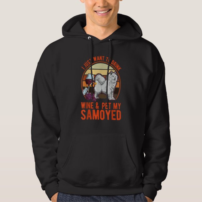 Samoyed And Wine Hoodie (Framsida)