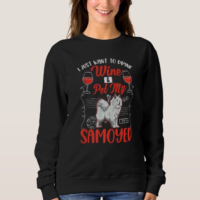Samoyed And Wine T Shirt (Framsida)