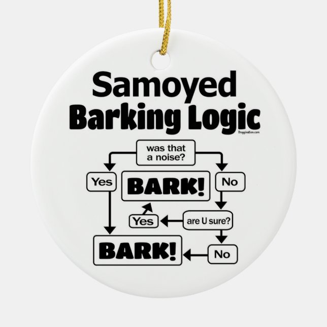 Samoyed Barking Logic Julgransprydnad Keramik (Framsidan)