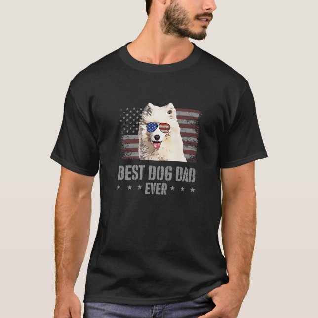 Samoyed Best Hund Pappa någonsin Retro USA America T Shirt (Framsida)
