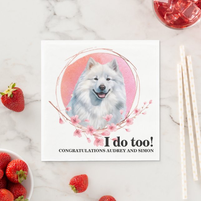 Samoyed Bröllop Napkins with Hundar Photo Pappersservett (Insitu)