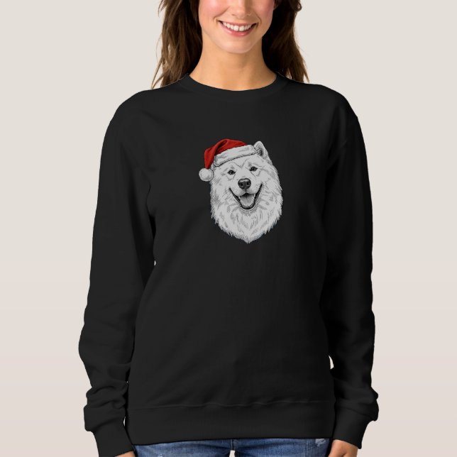 Samoyed Christmas Sweatshirt–Hand-Drawn Santa Dog T Shirt (Framsida)
