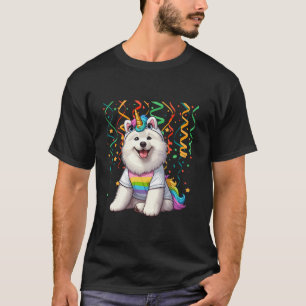 Samoyed Cosplay Coloful Unicorn Birthday Kids Todd T Shirt