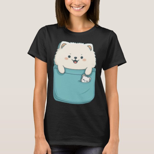 Samoyed Dog in your Pocket Dog   3 T Shirt (Framsida)