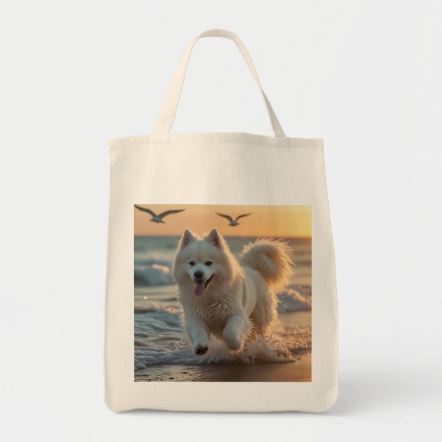 Samoyed Elegant Livsmedel Tote Bag Tygkasse (Framsidan)